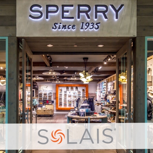 Sperry uses the latest and greatest of Solais to add drama to their stores. #ThrowBackThursday