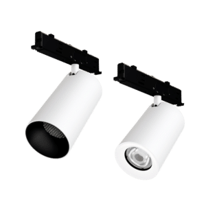 PW -  Perfect White LCM trackhead with GAIA+ concealed adapter: SN - matching snoot  (left), standard (right)