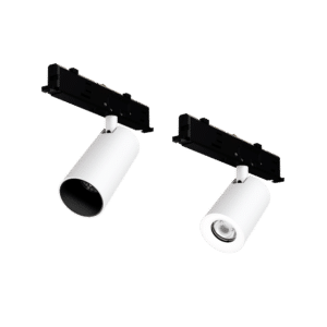 PW -  Perfect White LCN trackhead with GAIA+ concealed adapter: SN - matching snoot  (left), standard (right)