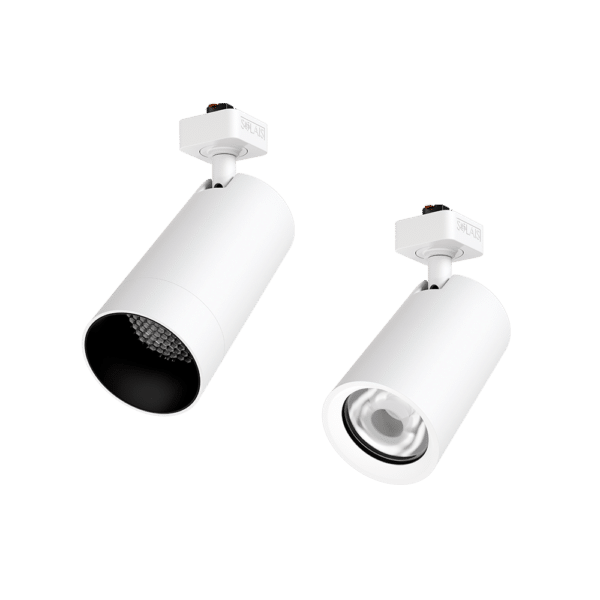 PW -  Perfect White LCS trackhead with J/L/H adapter: SN - matching snoot (left),  standard (right)