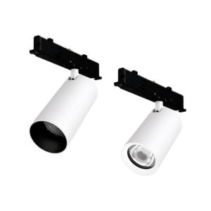 PW -  Perfect White LCS trackhead with GAIA+ concealed adapter: SN - matching snoot  (left), standard (right)